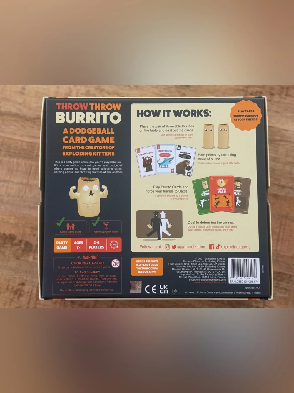 Exploding Kittens Throw Throw Burrito Game | Sealed Cards / Open Box
